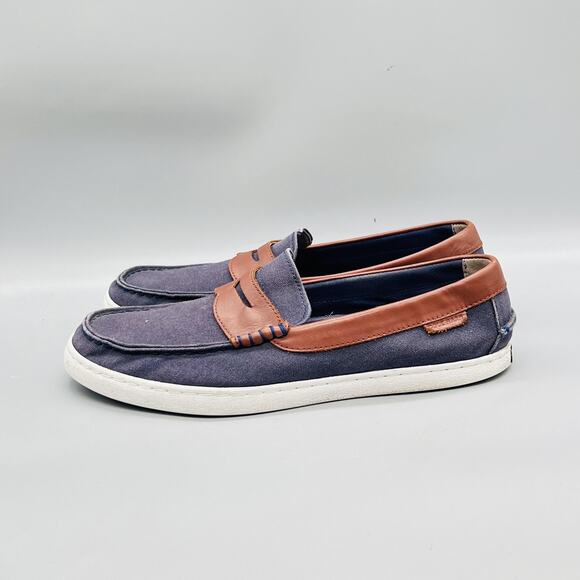 Cole Haan Shoes Men 10 Blue Canvas Grand OS Slip On Penny Loafers Casual Comfort main image 4